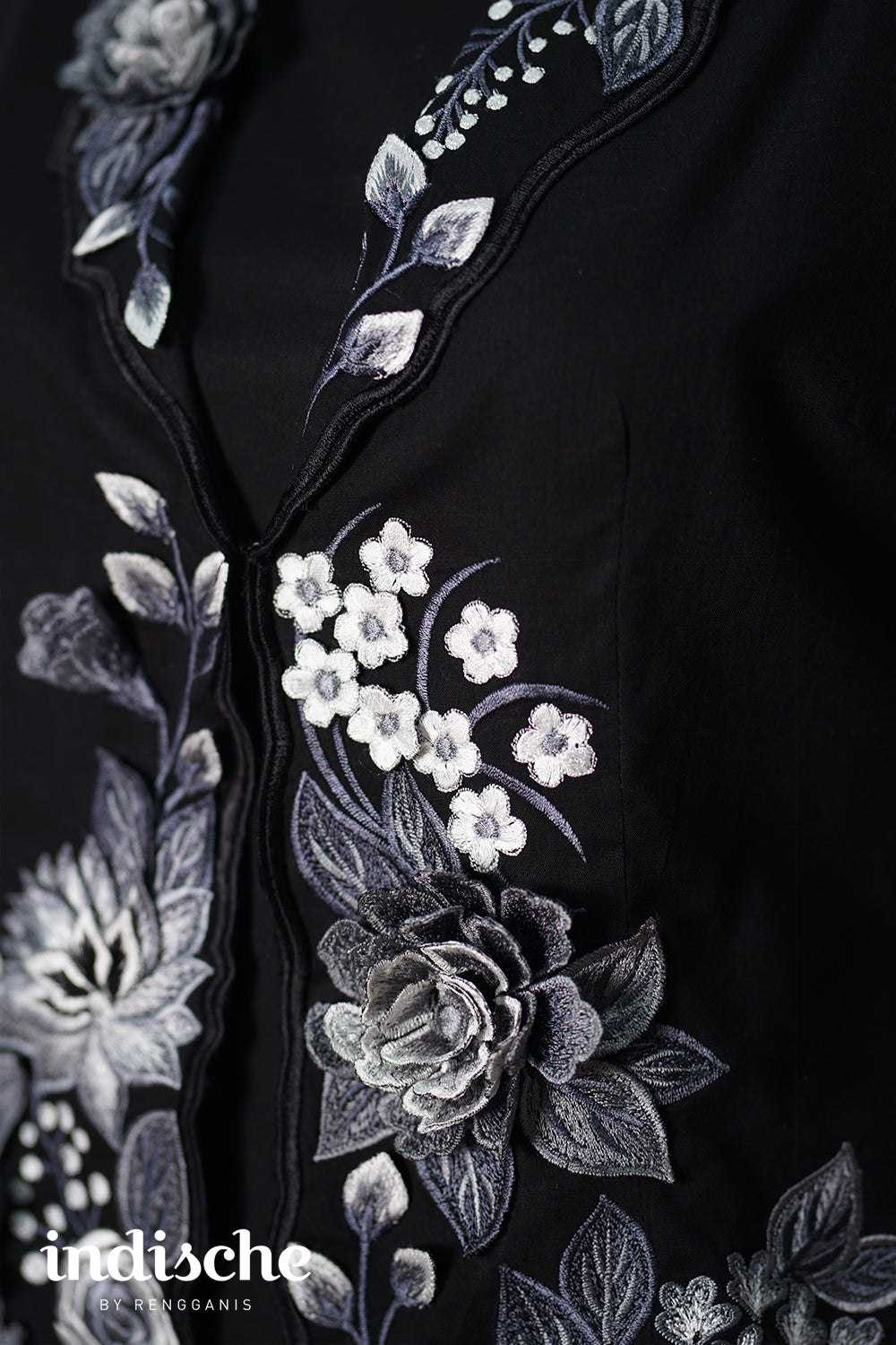 Wild Garden Kebaya in Monochromatic Black & White