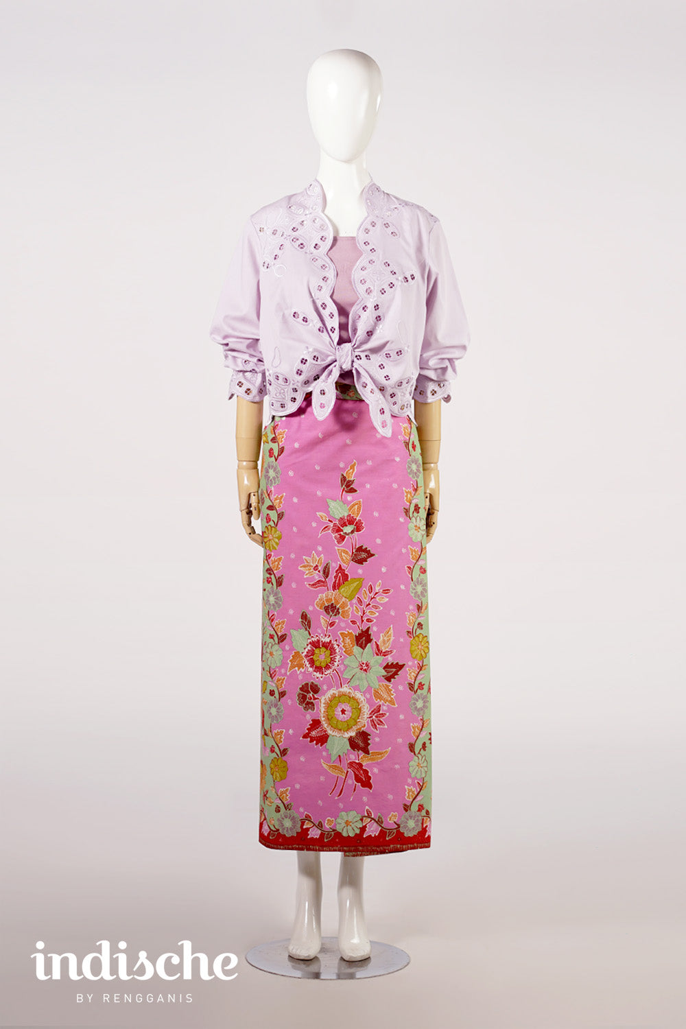 Kawung Bolero with Tied Waist in Soft Lilac