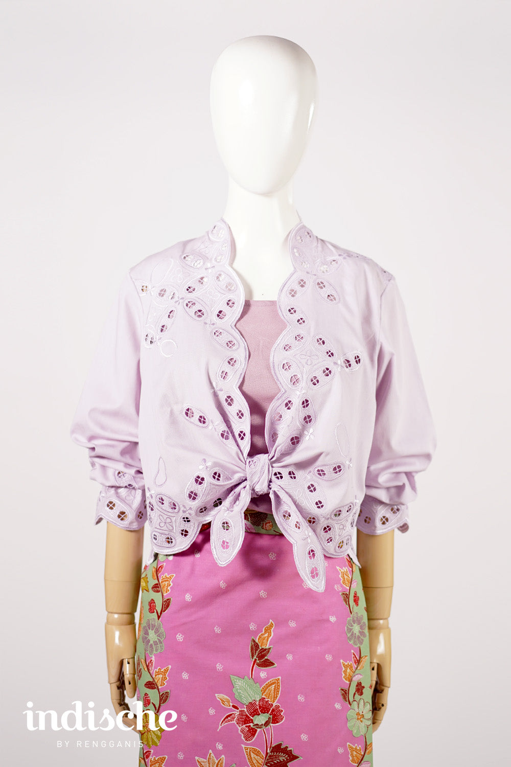 Kawung Bolero with Tied Waist in Soft Lilac