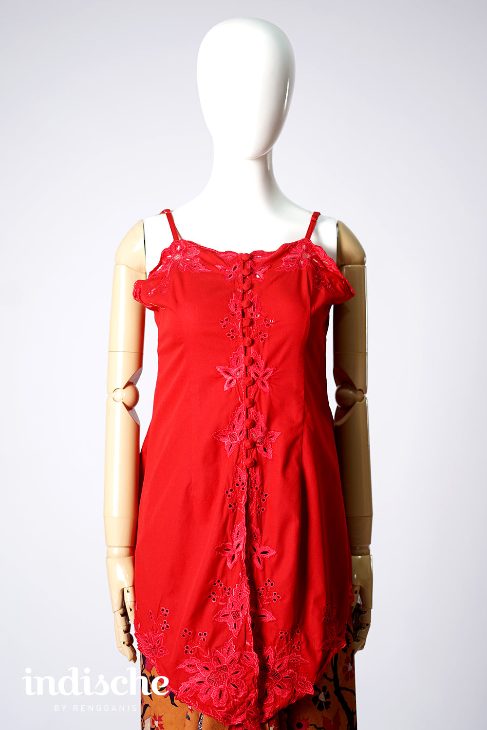 Set of Cheongsam Outer and Inner Kamisol Kebaya in Red