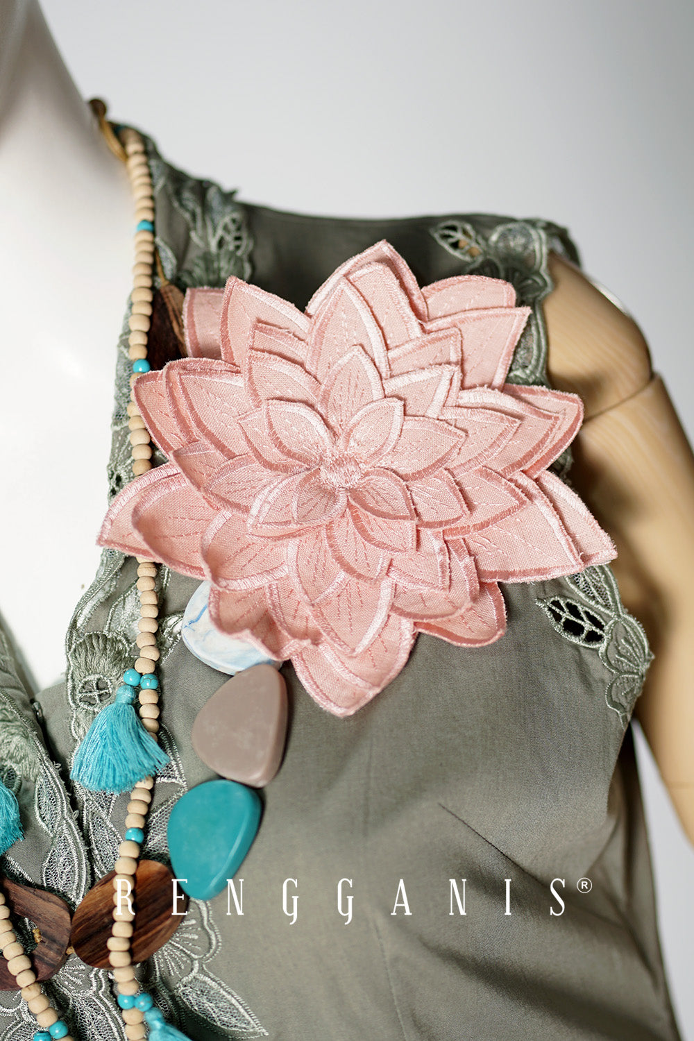 3D Hand Embroidered Flower Brooch