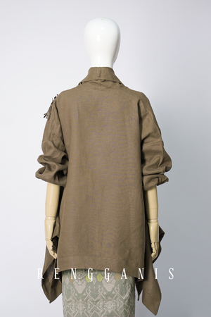 Monstera Puffed Outer in Linen Dark Brown