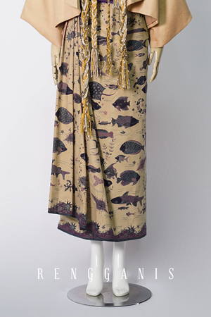 Sea Life Handdrawn Batik Uncut Sarong Skirt