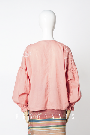Lada Layered Top with Long Sleeves in Salmon Pink