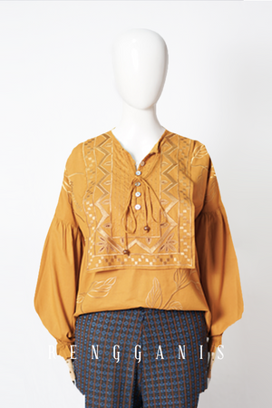Lada Layered Top with Long Sleeves in Turmeric Yellow
