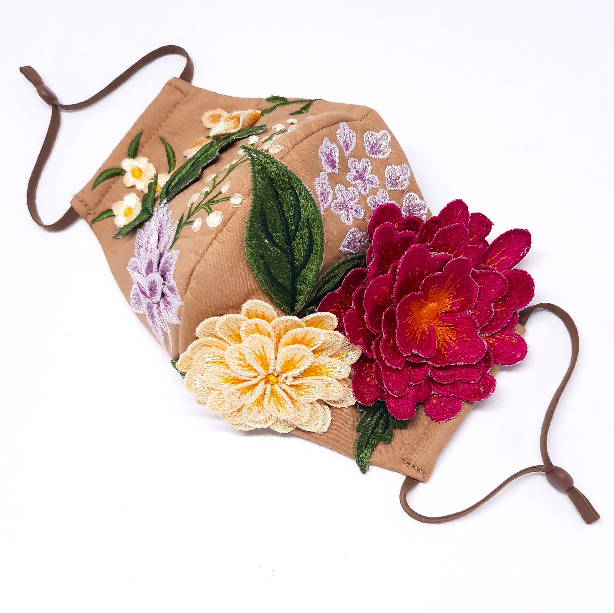 Taupe Brown Wild Garden 3D Facemask