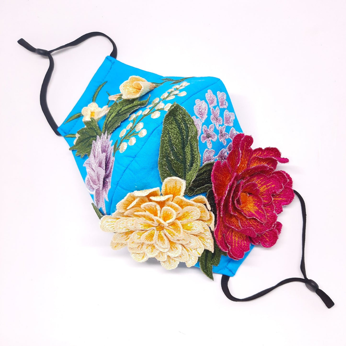 Bright Blue Wild Garden 3D Facemask