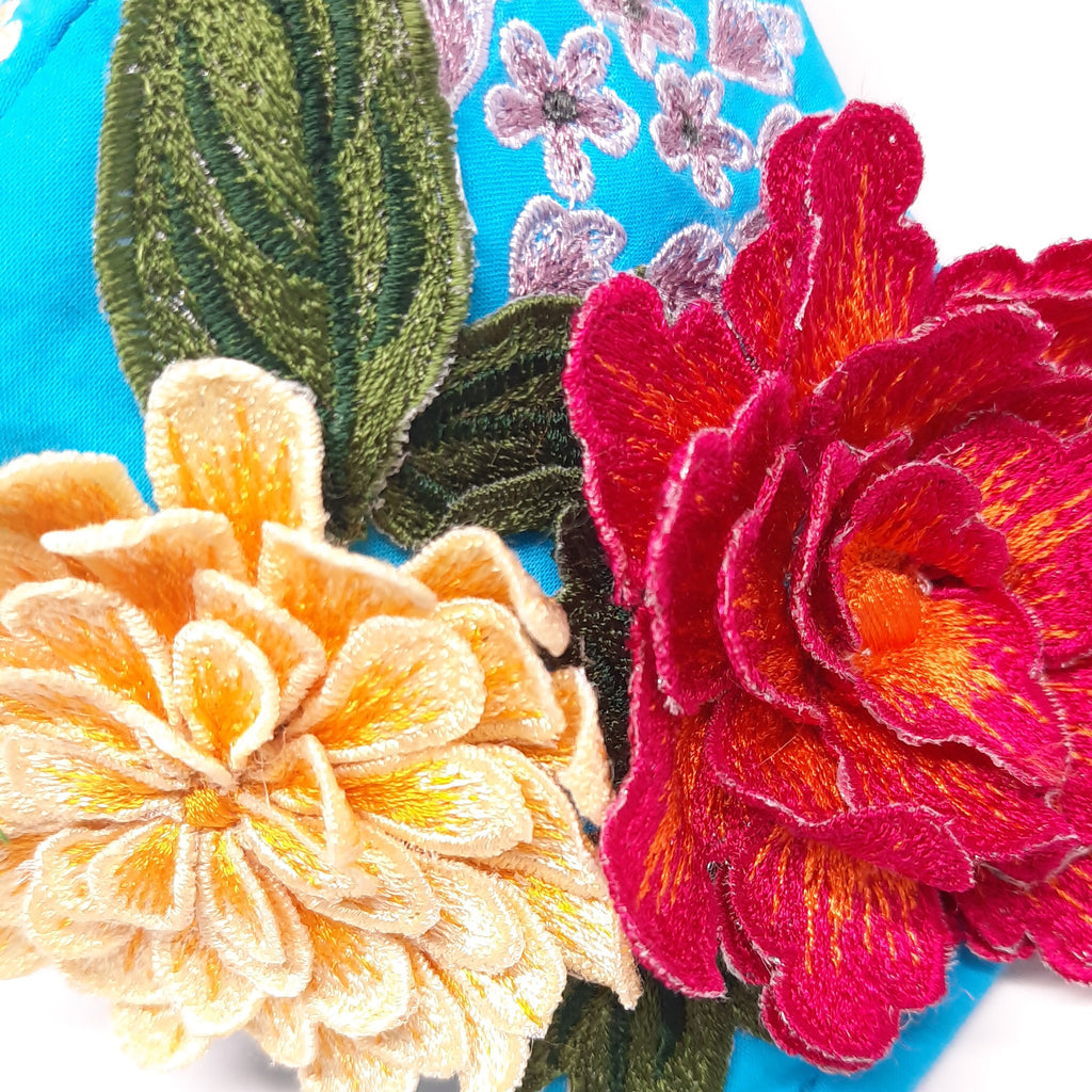 Bright Blue Wild Garden 3D Facemask