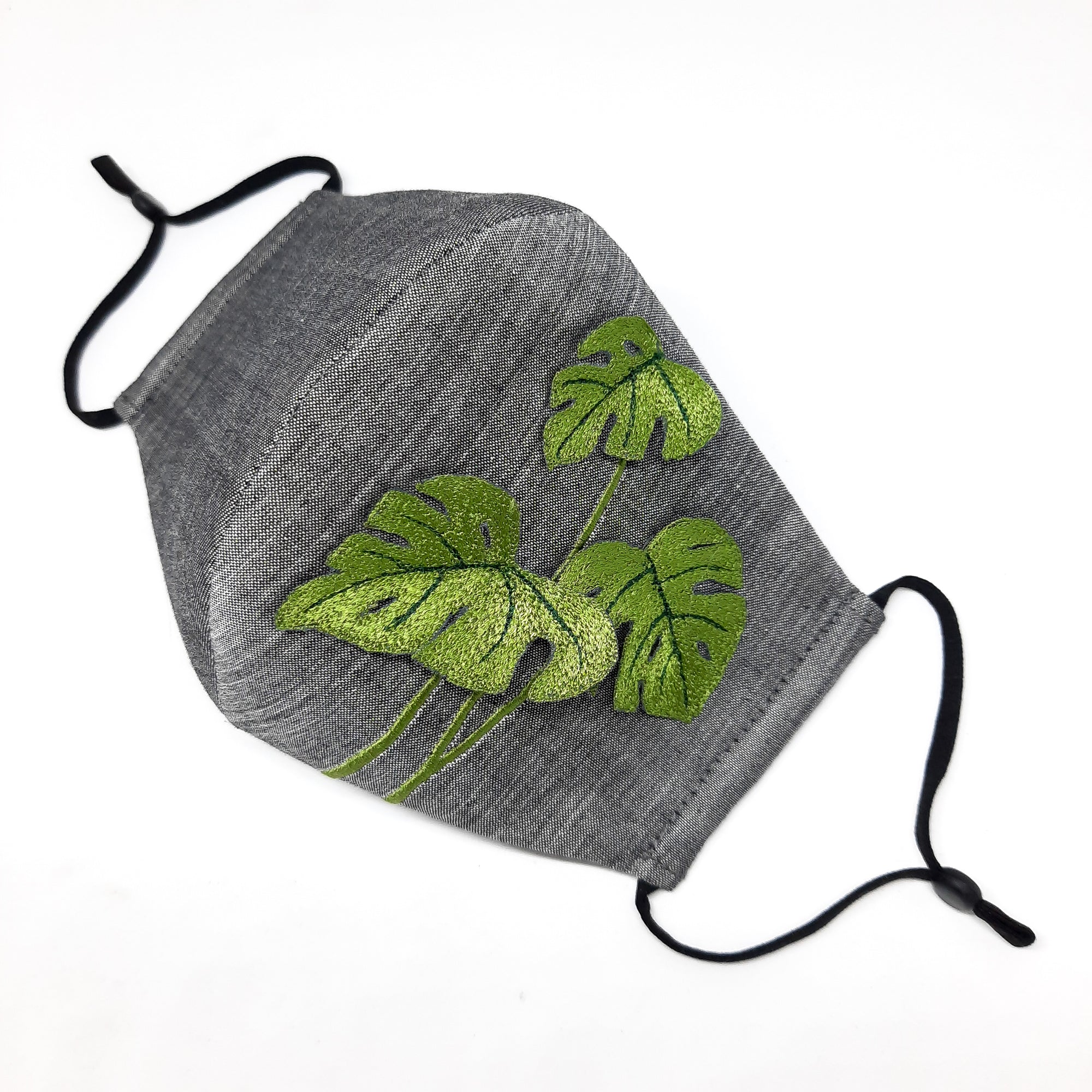 Grey Endek Monstera 3D Facemask