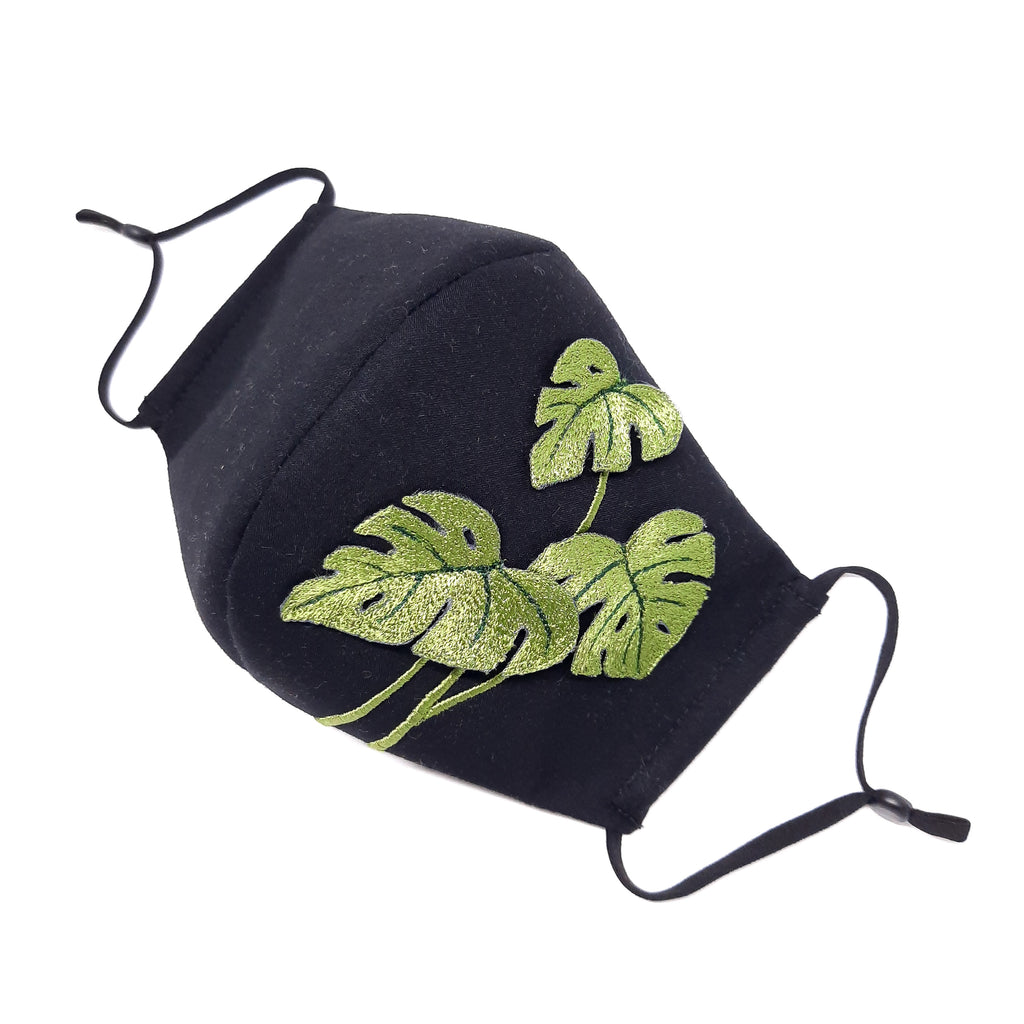 Black Monstera 3D Facemask