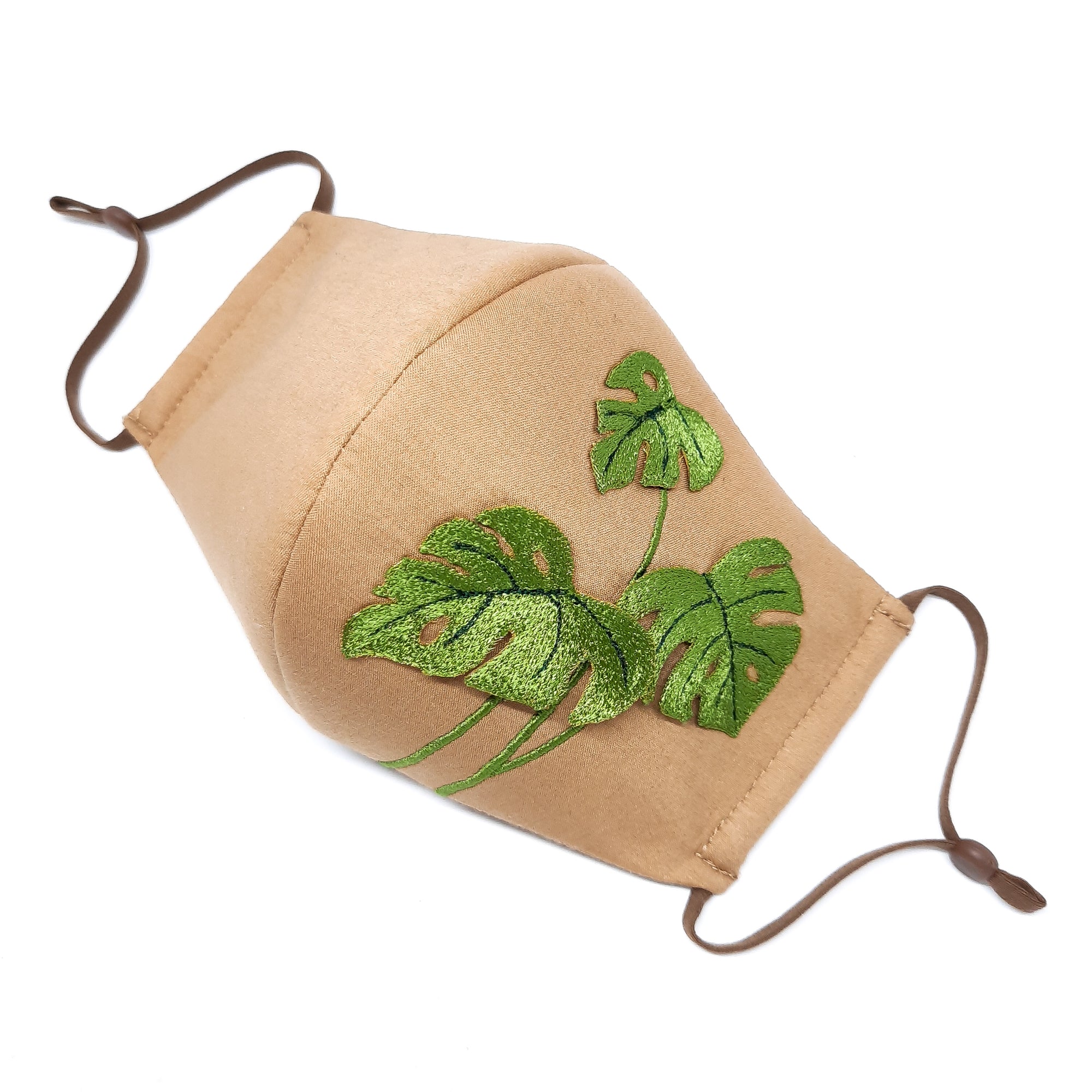Taupe Monstera 3D Facemask