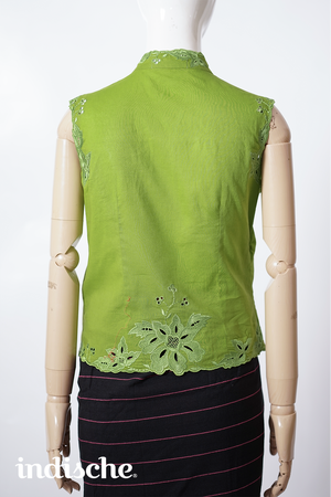 Sleeveless Kebaya Beskap in Lime Green