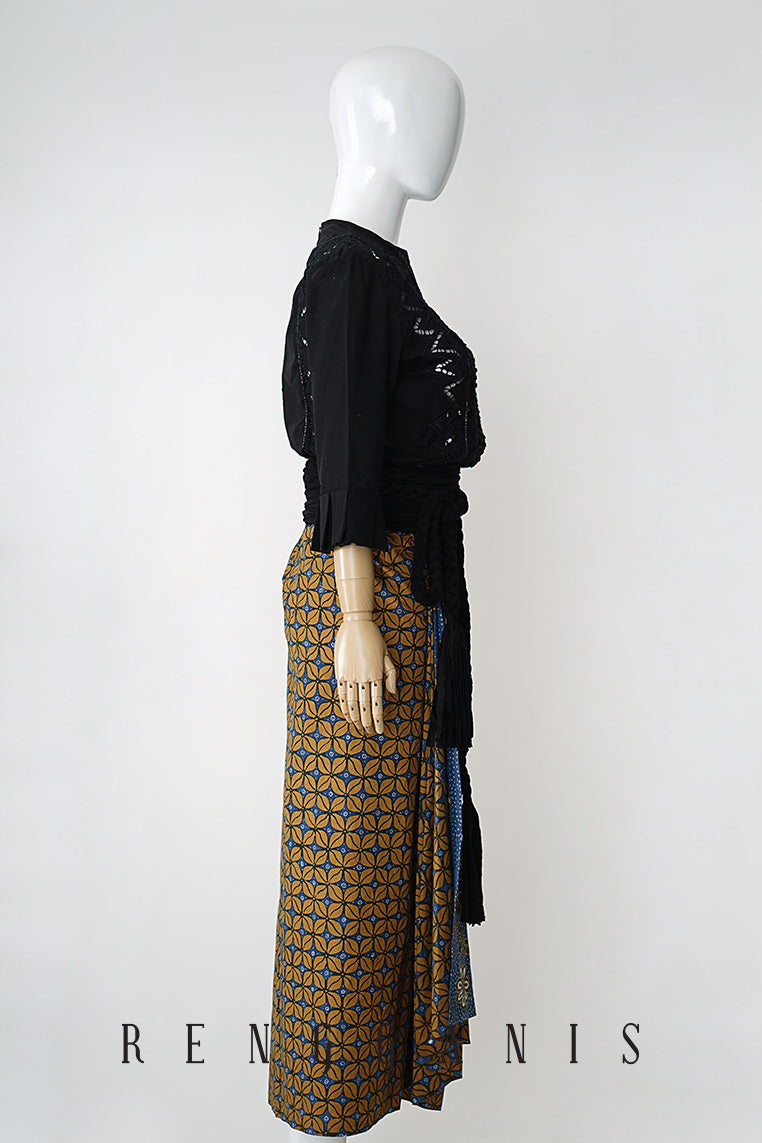 Uncut Batik Sarong Skirt with Side Drape