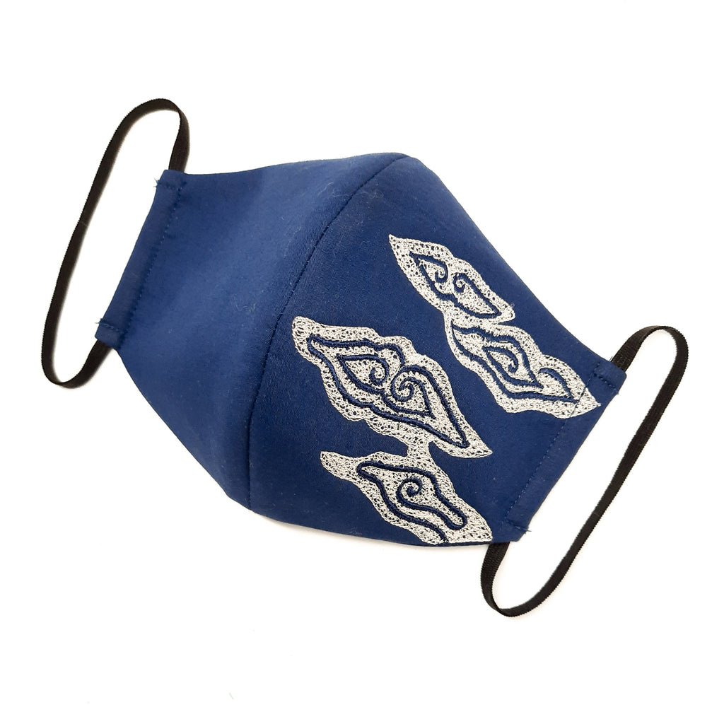 Navy Blue Monochrome Mega Mendung Facemask