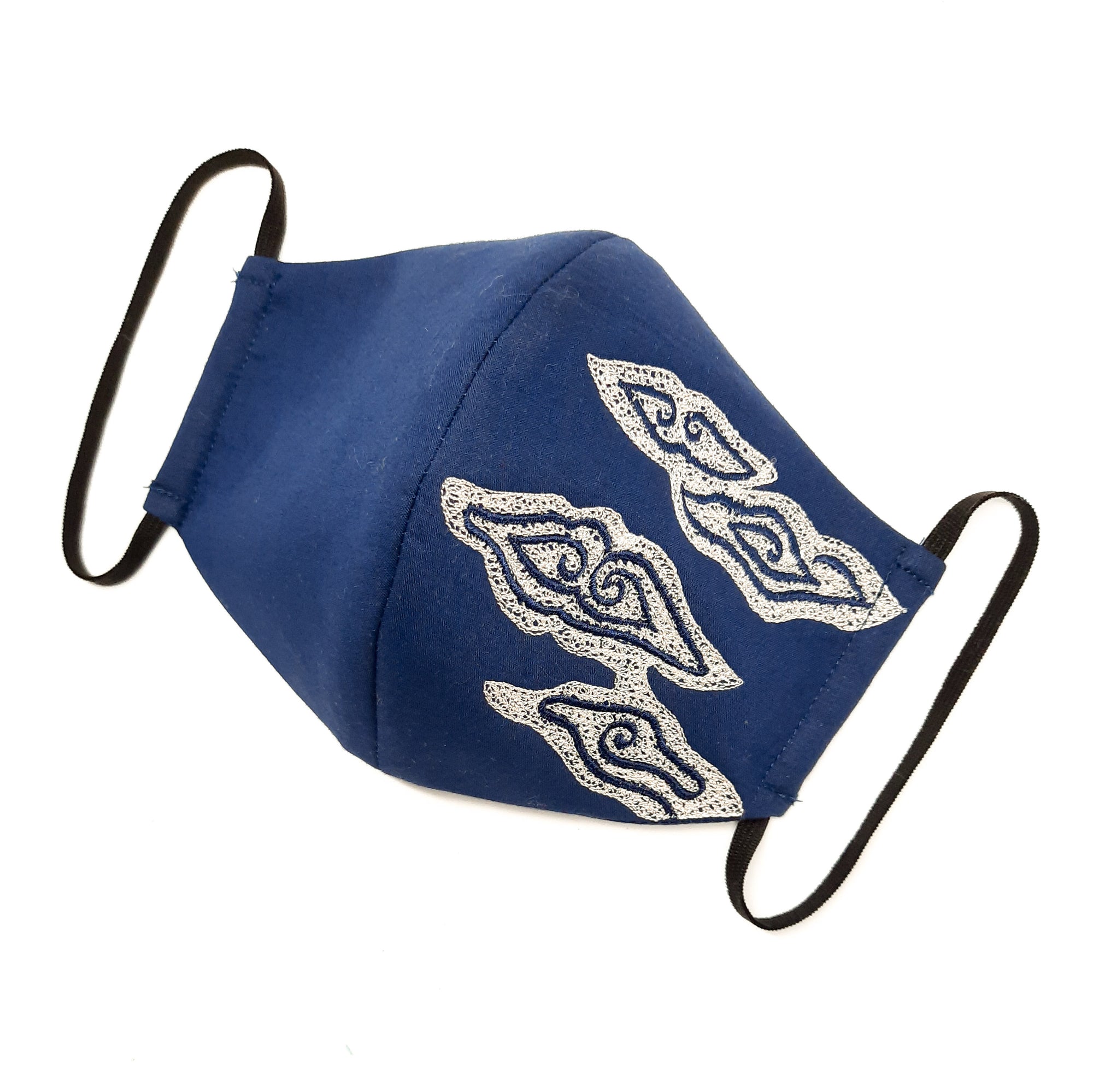 Navy Blue Monochrome Mega Mendung Facemask