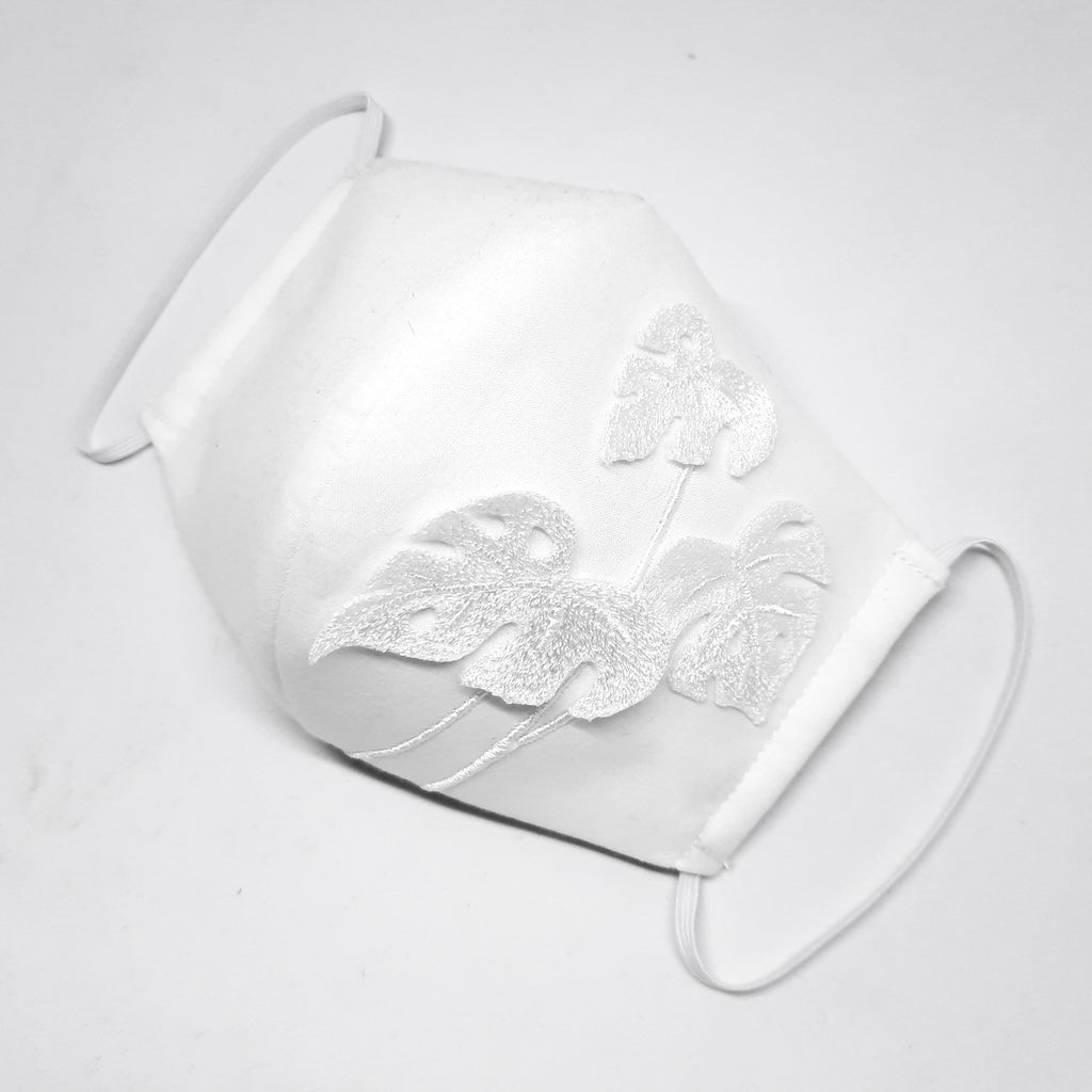 White Monstera 3D Facemask