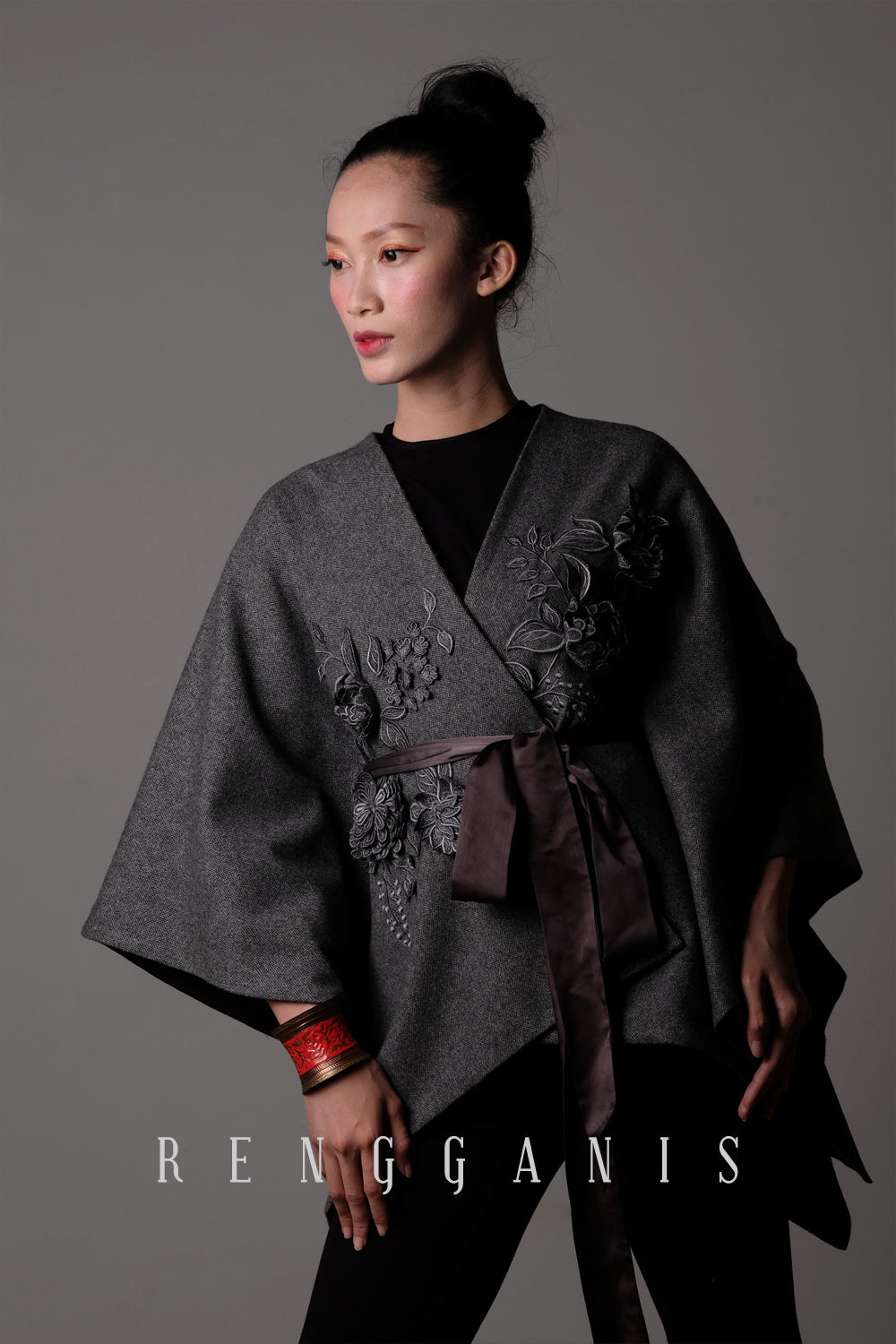 Reversible Wool & Tenun Poncho