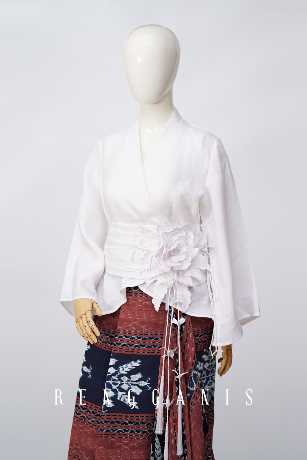Kimono Top with Bouquet Obi Belt