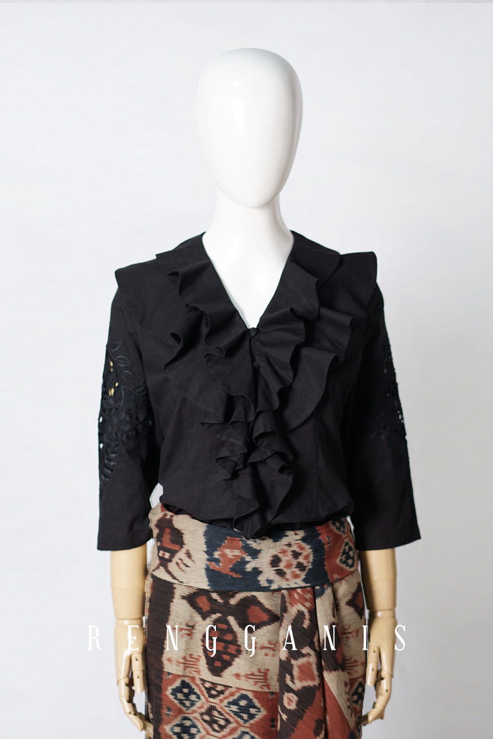 Laras Double Ruffled Top in Black