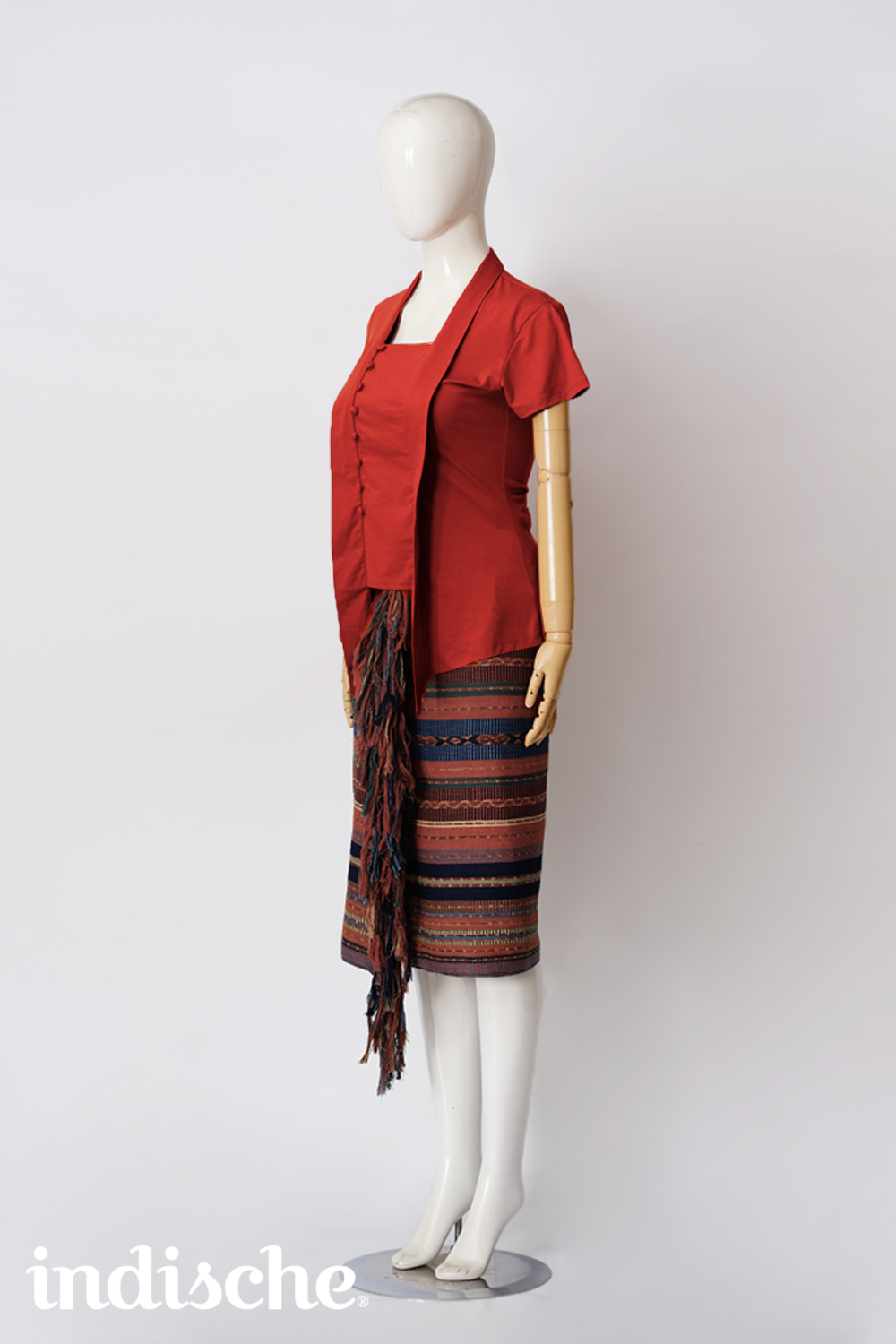 Knit Kutubaru Kebaya in Brick Red