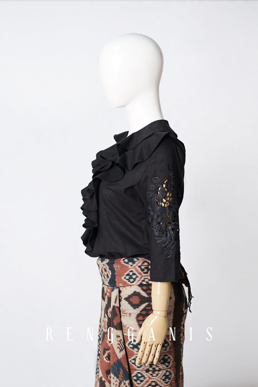 Laras Double Ruffled Top in Black